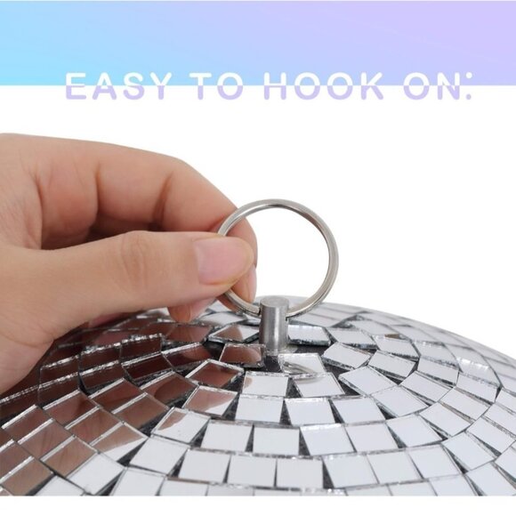 8" Mirror Disco Ball Stage Light With Secure Mount & Hook For Party Decoration - Picture 3 of 5